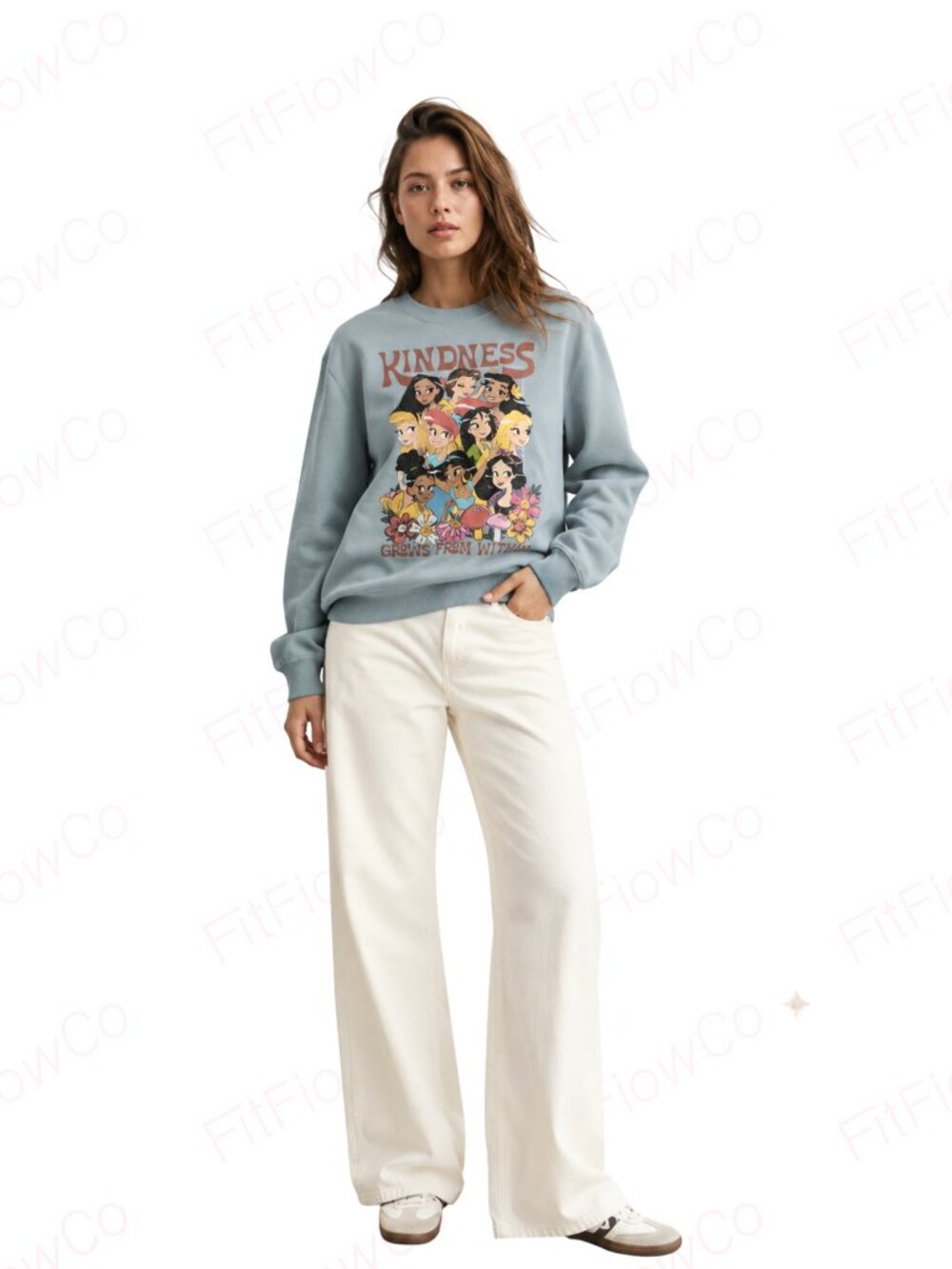 Disney Princess Kindness Grows From Within Fleece Sweatshirt XS Blue NWT